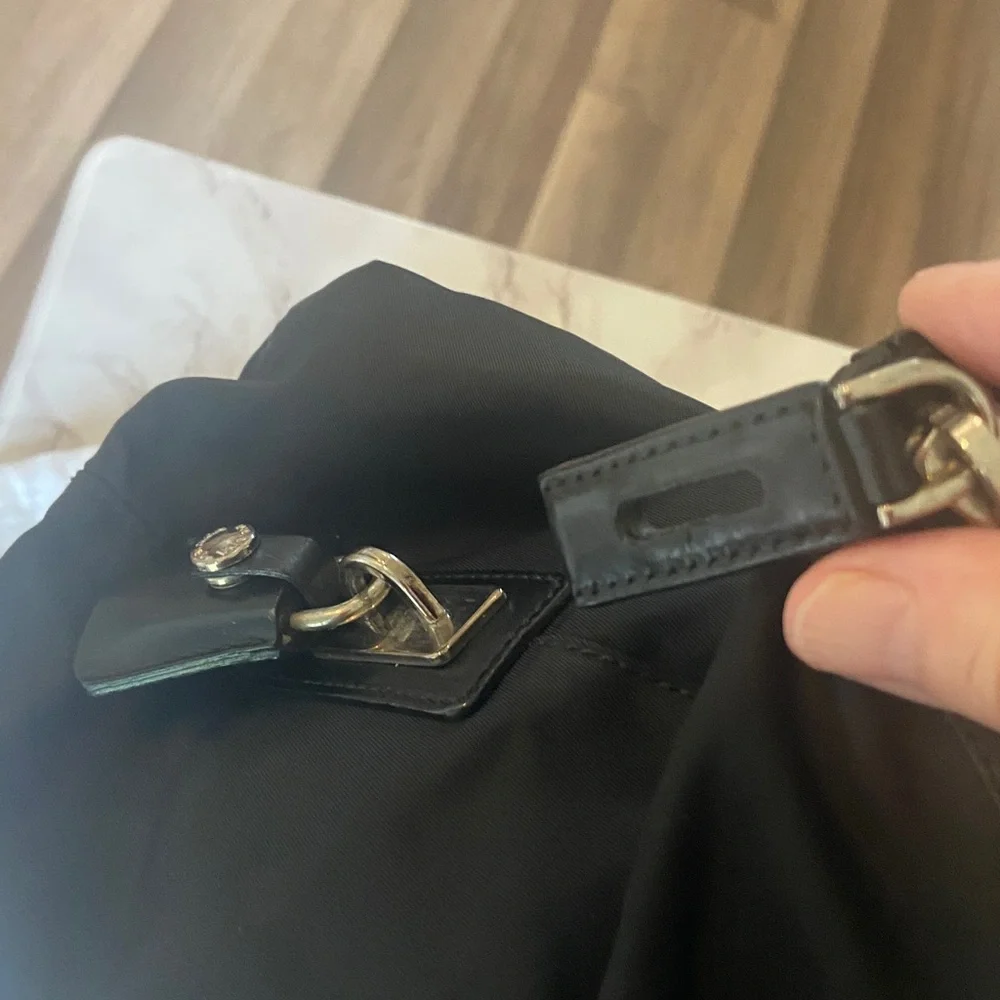 Authentic Prada nylon Laptop /tote bag with Leather Trim, Lock, Key, Prada Dusty - Picture 11 of 17